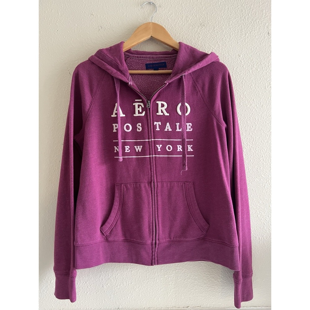 Aeropostale Y2K Purple Zip Hoodie Sz.L Soft Girl Casual Cozy Athleisure Unisex
